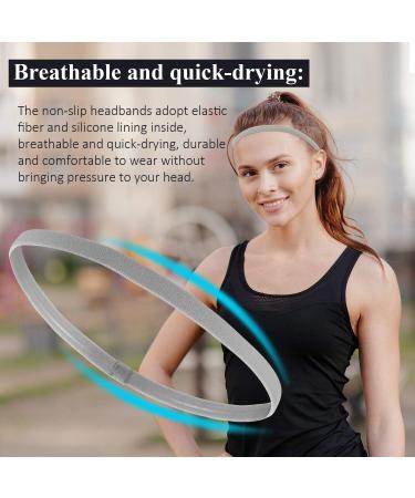 4 Pieces Thick Non-Slip Elastic Sport Headbands Hair Headbands for Women and Men (Black Gray White) - Buy Online on GoSupps.com