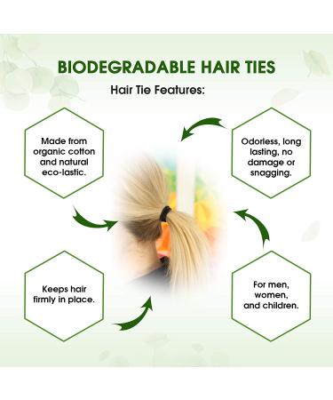 Organic Biodegradable Elastic Hair Ties - No Crease Black Hair Tie Ponytail Holders - Plastic-Free Hairbands for Women & Men (27 Count) - Buy Online on GoSupps.com