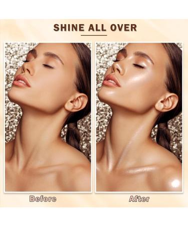 Body Shimmer Oil Shimmer Face Body Oil Luminizer Liquid Highlighter Makeup Moisturizing Smooth Body Glow Illuminator for All Skin Types with Makeup Brush - 02 Rose Gold 02rose Gold - Buy Online on GoSupps.com