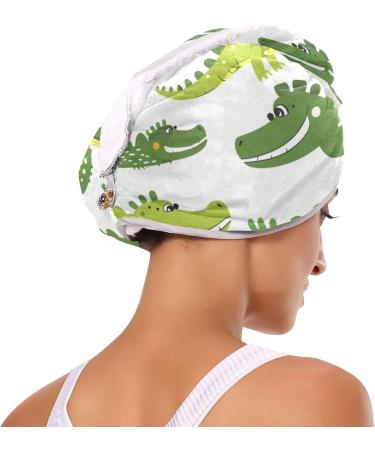 Green Crocodile Hair Towel 2 Pack | Super Absorbent Quick Dry Hair Turbans for Women & Girls | Fast Shipping Internationally - Buy Online on GoSupps.com