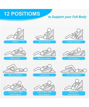 Howhom Adjustable Memory Foam Bed Wedge Pillow - Orthopedic Incline Cushion for Snoring, Allergies, Reading, Sleeping, Acid Reflux - Reduce Neck and Back Pain - Grey - Buy Online on GoSupps.com