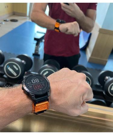 Durable Nylon Bracelet for Garmin - Compatible with F nix Forerunner Vivoactive Approach Marq Quatix D2 Series - 26mm Orange Sport Band for Men (7.2 to 8.2 inches) - Buy Online on GoSupps.com