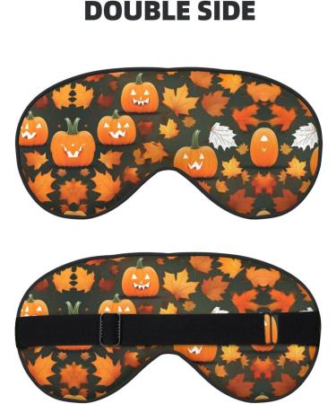 Happy Thanksgiving Pumpkin Print Sleep Mask | Double-Sided Eye Mask for Sound Sleep & Skin Care - Unisex Black - Buy Online on GoSupps.com