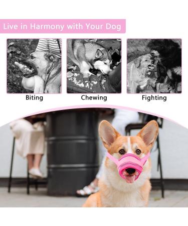 Yaodhaod Adjustable Nylon Mesh Dog Muzzle - Breathable & Comfortable for Small Dogs (Pink) - Prevent Biting Chewing & Barking - Buy Online on GoSupps.com