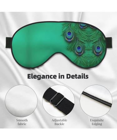 Green Peacock Feather Print Eye Mask | Ultra-Soft Light-Blocking for Optimal Comfort & Restful Sleep - International Shipping Available - Buy Online on GoSupps.com