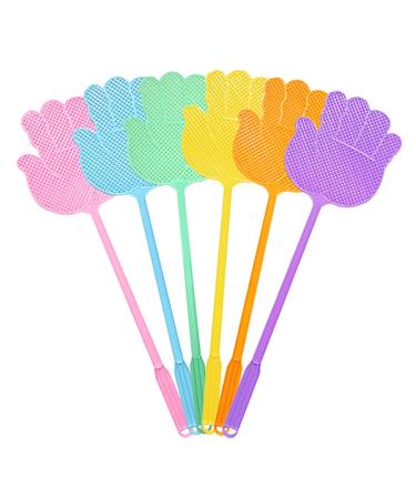 BAMFY Fly Swatter for Indoors 6 Pcs Durable Plastic Fly Swatters Manual Fly Swat with Long Strong Handle Fly Swatters for Bug Mosquito Bee Spiders