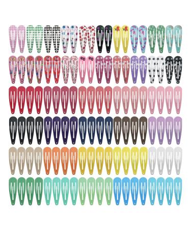 Hair Clips, KUBOM 120-Pack Metal Snap Hair Barrettes Barettes and Hair Clips for Girls,Toddlers,Kids,Women, Baby and Fine/Thick hair - 2inch (Colored Candy and Pattern) HC-A1