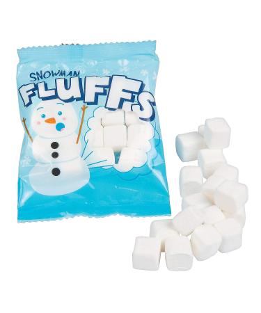 Snowman Fluffs Marshmallow Candy Packs (72 bags) Bulk Winter and Christmas candies