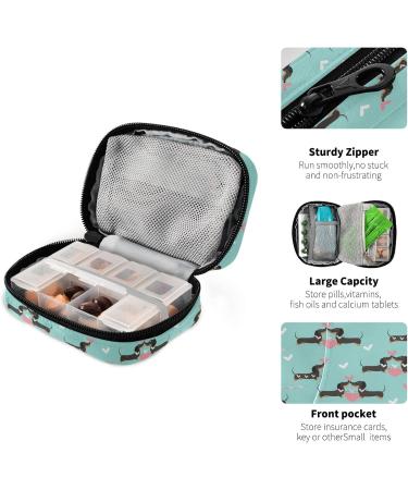 Shop Naanle Valentine's Dachshund Dog Pill Box - 7 Day Travel Organizer Compact Vitamin & Supplement Holder Multi-colored Zipper Design - Buy Online on GoSupps.com
