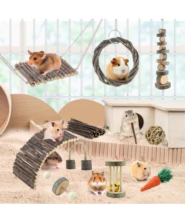 YIXUND Hamster Toys - Apple Wood Sticks Ladder Bell Roller for Small Animals - Buy Online on GoSupps.com