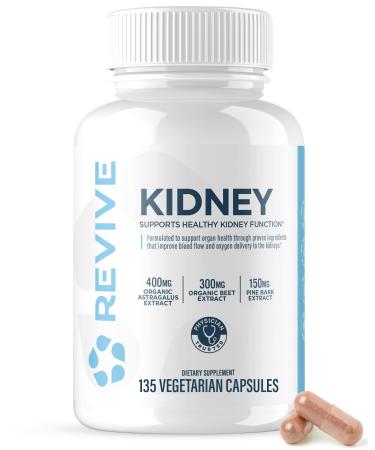 Revive MD Kidney Support Supplement for Men & Women Kidney Cleanse & Detox Capsules for Overall Health & Function Vegan-Friendly Gluten-Free & Soy-Free (135 Vegetarian Capsules 45 Servings)
