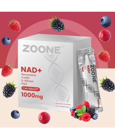 Zoone NAD Resveratrol Supplement NAD+ Liquid Supplement 1000mg with Nicotinamide Riboside Resveratrol & PQQ NAD Supplements for Men & Women Healthy Aging & Boosts Cellular Energy 30 Packs - Buy Online on GoSupps.com