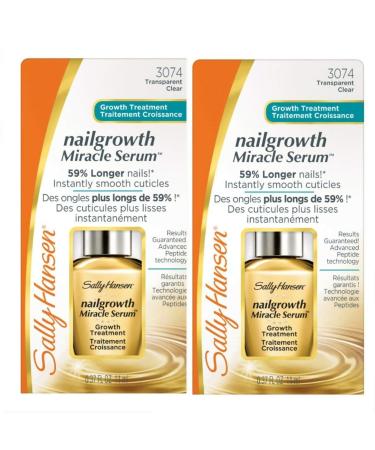 Sally Hansen Nailgrowth Miracle Serum, Clear 3074, 0.37 oz (Pack of 2) 0.37 Fl Oz (Pack of 2)