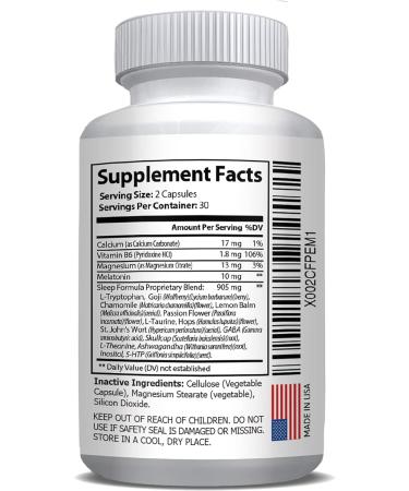 Sleep Support Supplement 60 Capsules with L-Tryptophan GABA Chamomile Melatonin 10 mg + Proprietary Sleep Formula Blend. Sleep Better Sleep Longer and Wake Refreshed. 30 Day Supply - Buy Online on GoSupps.com