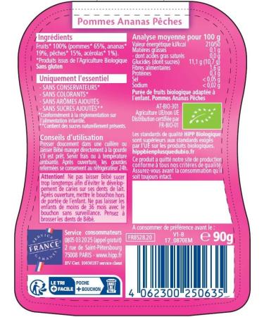 Hipp Organic Set of 6 Apple Pineapple Peach Pouches 90 g - Buy Online on GoSupps.com