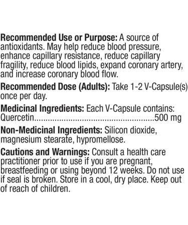 Prairie Naturals Quercetin 500mg Antioxidant & Bioflavonoid Capsule - 60 Count 60 count (Pack of 1) - Buy Online on GoSupps.com