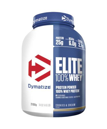 Dymatize Elite Whey Cookies & Cream 2.1Kg - High Protein Low Sugar Powder + Whey Protein and BCAAs Cookies & Cream 2.1 kg (1 pack)