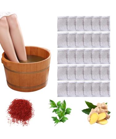 Lymphatic Drainage Ginger Foot Soak  30pcs Muscle Relief Foot Soak Natural Herbal Mugwort Foot Soak Wormwood Foot Bath  Ginger Foot Bath Bag for Improve Sleep  Relieve Stress  Soothe Foot Aches  Muscle Pain  Joint Sorene...