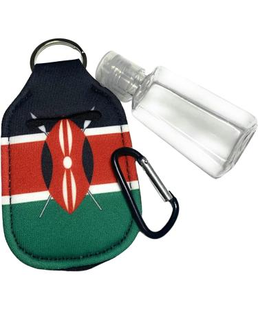 Kenya Flag Neoprene Sanitizer Holder - 30ml Leak Proof Reusable With Snap Hooks - Buy Online on GoSupps.com