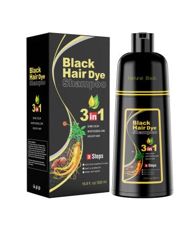 IIIMEIDU Black Hair Dye Shampoo hair color shampoo 3in1 semipermanent hair color 100 gray hair hair dye for women and men 500 ml hair color black NaturalBlack