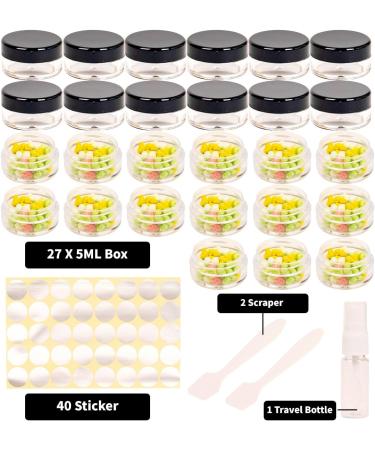 27 Pcs Empty Plastic Cosmetic Jars 5ml Sample Containers Pots Bottles sample pots for cosmetics Travel Cosmetic Jar Pots with Lids travel pots for cream travel cream pots for toiletries Black-27pcs-5ml - Buy Online on GoSupps.com