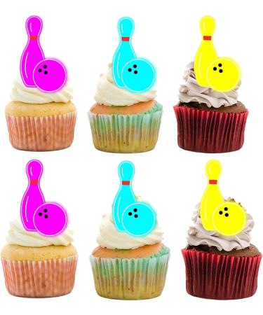 18pcs Neon Bowling Cupcake Toppers for Boys Girls Adults Happy Birthday Bowling Party Decorations Supplies Sport Ball Bowling Cake Decorations - Buy Online on GoSupps.com