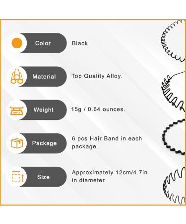 KAC Pack of 6 Unisex Wavy Non-Slip Metal Headbands for Sports, Outdoor, Yoga - Buy Online on GoSupps.com