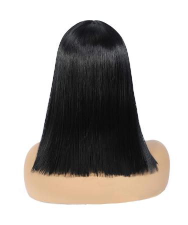 Morvally 14 Short Straight Black Wig with Bangs - Heat Resistant Cosplay Costume Hair - Buy Online on GoSupps.com