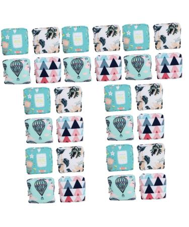 Healeved 28 STK Storage bags for women's bandages Storage bag Pale Cartoon menstrual bag tampon bag wallet travel high capacity diaper pocket cotton