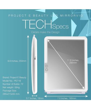 Project E Beauty Mirrorvio LED Travel Vanity Mirror | 3 Lighting Modes, Dimmable & Touch Control | Rechargeable & Portable | Foldable Cosmetic Mirror - Buy Online on GoSupps.com