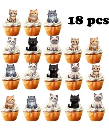 18pcs Cute Cat Cupcake Toppers for Boys Girls Pet Baby Shower Kitten Meow Party Supplies Favor Little Cat Themed Birthday Party Decorations - Buy Online on GoSupps.com