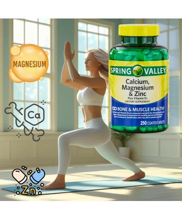 250 Count of Calcium Magnesium Zinc + Vitamin D3 Supplement Bone & Muscle Support 250 Caplets Gluten Free nnh with Exclusive Vitamin & Mineral Guide - Buy Online on GoSupps.com
