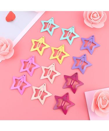 Lurrose 12Pcs Fashion Stars Hair Snap Clips - Cute Metal Barrettes for Girls and Women - Buy Online on GoSupps.com