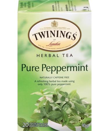 Twinings Pure Peppermint Herbal Revive Individually Wrapped Tea Bags | Naturally Caffeine-Free | 20 Count (Pack of 6) | Enjoy Hot or Iced Peppermint 20 Count (Pack of 6) - Buy Online on GoSupps.com
