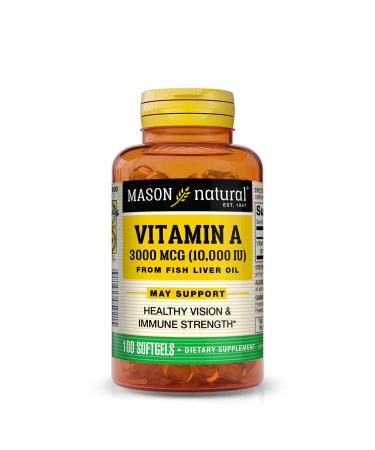 Mason Natural Vitamin A from Fish Liver Oil 3000 mcg (10000 IU) 100 Softgels