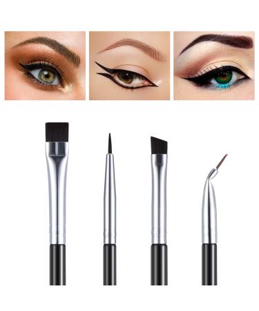 4 Pieces Eyeliner Brush Kit Fine Flat Eyebrow Brush Thin Bristle Angled Eyeliner Brush Tight Liner Brush Bent Eyeliner Makeup Brush for Applying Gel Cream Liquid Eye Liner