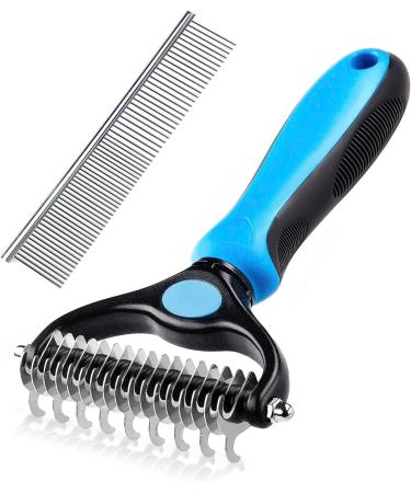 zukent Dematting Comb Double Sided Deshedding Tool Rake Grooming Comb Pet Grooming Tool Detangling Comb for Shedding Blade Removes Loose Removes Pet Loose Hair Knots and Mats