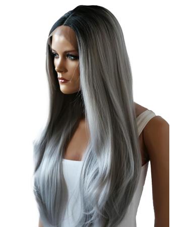 CAISHA 70cm Lace Front Wig - Long Heat-Resistant Synthetic Ombr Gray Fashion Wig #3534 LFW1004 - International Shipping Available - Buy Online on GoSupps.com