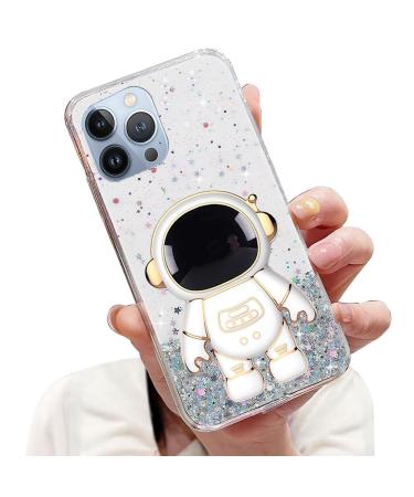 Tivenfezk Nadoli for iPhone 12 Pro Max astronaut Hidden Stand Shell caricature glitter stand soft silicone bling transparent protective cover iphone 12 per max clear