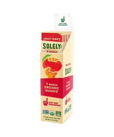 SOLELY Organic Mango Fruit Jerky, 12 Strips | One Ingredient | Vegan | Non-GMO | Gluten-Free | No Sugar Added Mango 0.8 Ounce (Pack of 12)