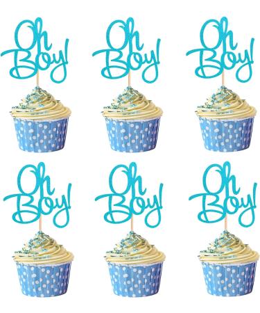 ALISSAR 24-Pack Glitter Blue Oh Boy Cupcake Toppers Cupcake Topper Picks for It'a A Boy Baby Shower Party Decoration Supplies - Buy Online on GoSupps.com