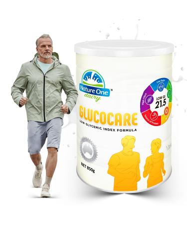 Nature One Dairy GlucoCare Low Glycemic Index Powder for Adults 18+ - GI 21.5 Clinically Proven - Low Sugar for Diabetes Management - High Protein & Fibre With Choline Calcium 28 Vitamins & Minerals - 850g