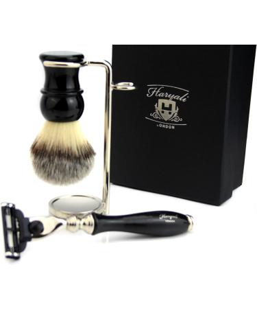Gillette Mach 3 Shaving Set - Synthetic Hair Brush & Steel Stand | International Shipping Available - Buy Online on GoSupps.com