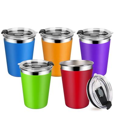 Magonanly 12oz Kids Cups with Lids 5 Pack Toddler Sippy Cups with Sleeves BPA Free Stackable&Unbreakable Children Smoothie Drinking Cups for Kids and Adult 12oz with lid and ful sleeve