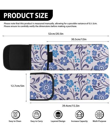 Blue Floral Curling Iron Holder | Heat Resistant Neoprene Bag for Women & Girls - 2 Pocket Design - Buy Online on GoSupps.com