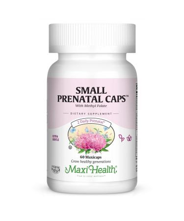Maxi Health Prenatal Vitamins for Women with Methyl Folate - Easy to Swallow Small Prenatal Vitamin Capsules - Over 20 Essential Vitamins and Minerals - for Pregnant and Lactating Women - 60 Count 60 Count (Pack of 1)