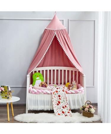 LOAOL Kids Bed Canopy - Pink Pom Pom Cotton Canopy for Crib | Nursery Decor & Play Tent for Girls - Buy Online on GoSupps.com