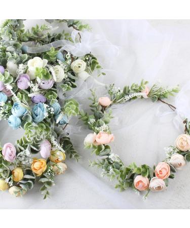 amangul Flower Headbands Women Bride Flower Crown For Wedding Party Supply Floral Garlands Crown Hair Wreath Floral Headbands(Purple) - Buy Online on GoSupps.com