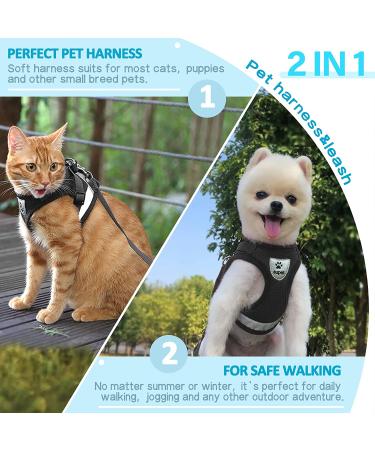Supet Cat Harness and Leash Set - Adjustable Soft Mesh Vest for Walking Cat and Small Dog - Reflective Strap for Safety - Comfort Fit for Pet - Black (Chest 11-13) - Buy Online on GoSupps.com