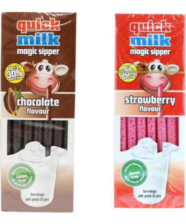 Dr Moo Quick Milk Straw Set - 78 Flavored Straws for Kids: 3X Chocolate (13 Pack) + 3X Strawberry (13 Pack) - Buy Online on GoSupps.com